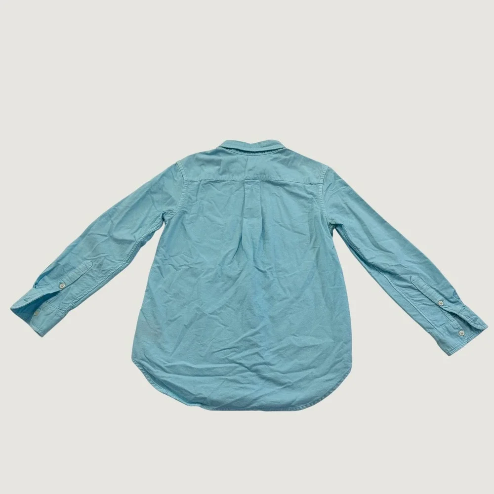 Ralph Lauren Boys M 10-12 Aqua Blue Long Sleeve Button Down Cotton Shirt